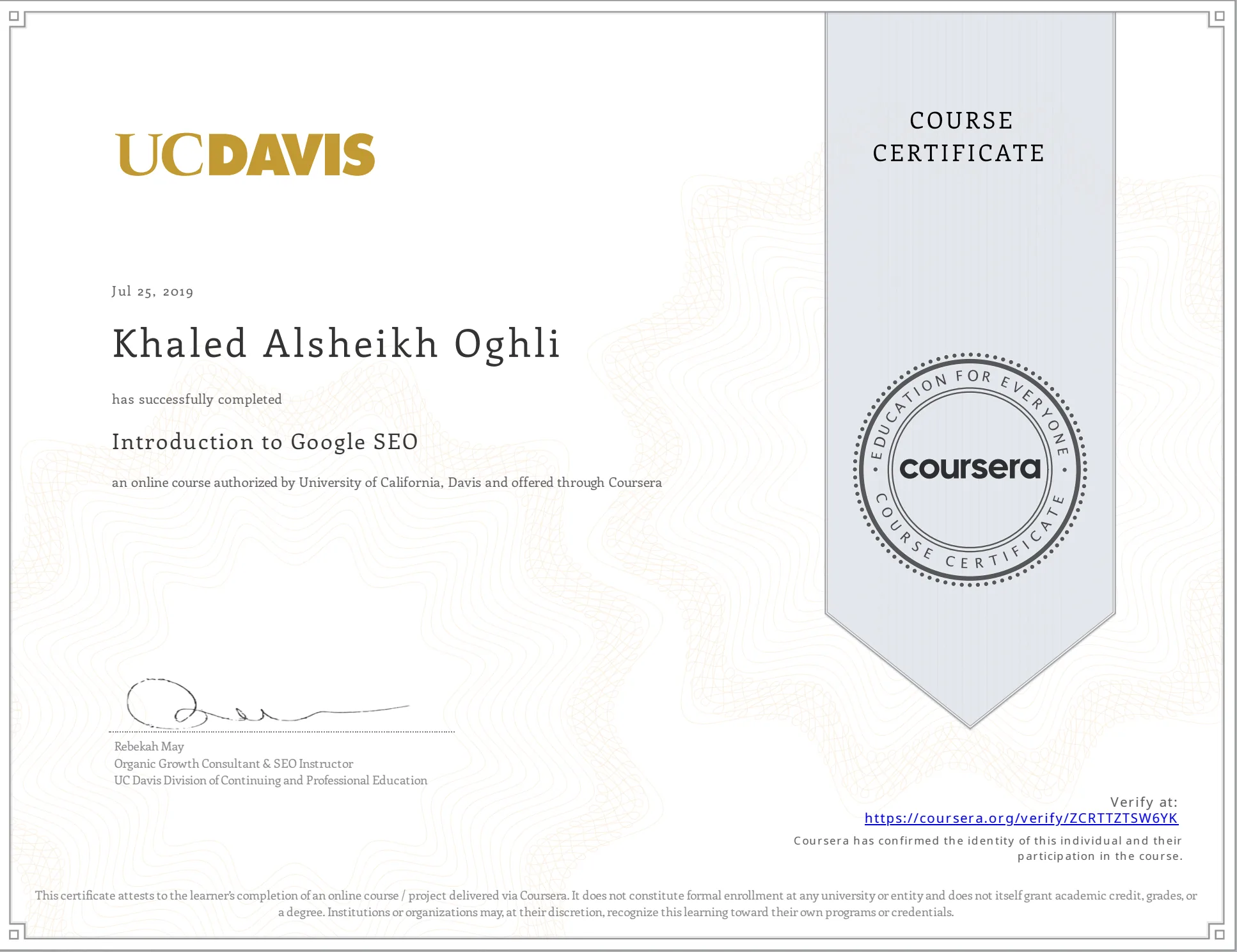 Introduction to Google SEO Certificate