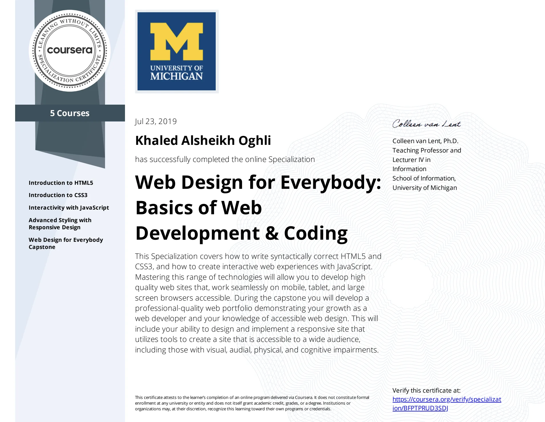 Web Design for Everybody Specialization Cert